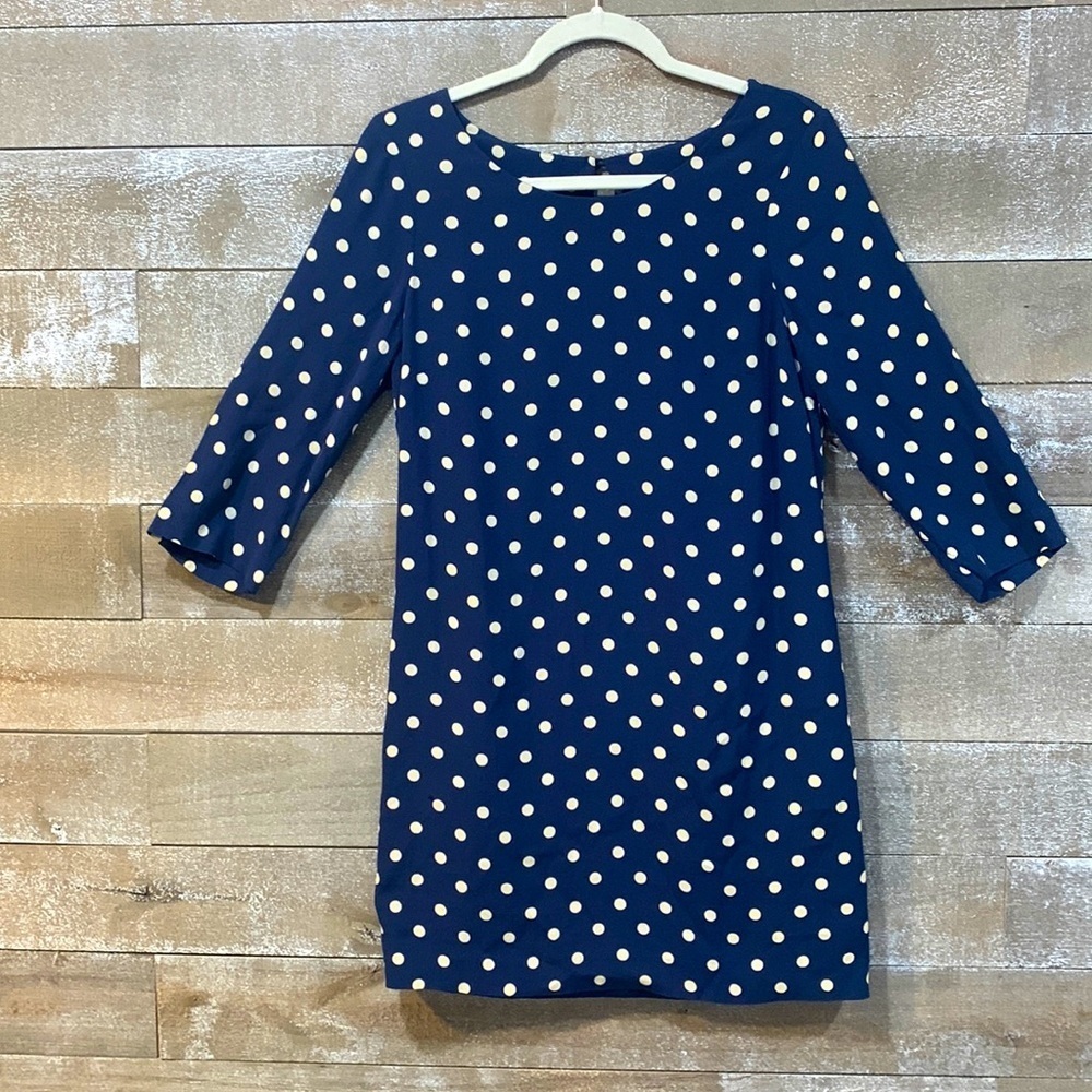 Boden navy with cream colored dots 3/4 sleeved dress size 6